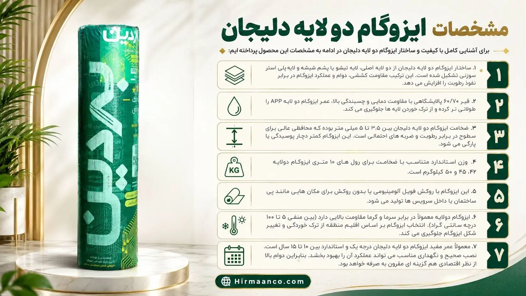 مشخصات ایزوگام دو لایه دلیجان